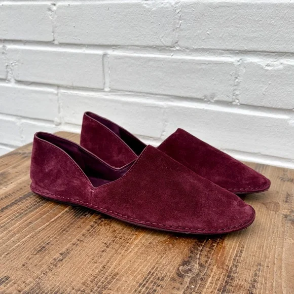 Vince Finola Almond Toe d'Orsay Flats in Burgundy Suede, SZ 8 NWOB - Picture 2 of 10